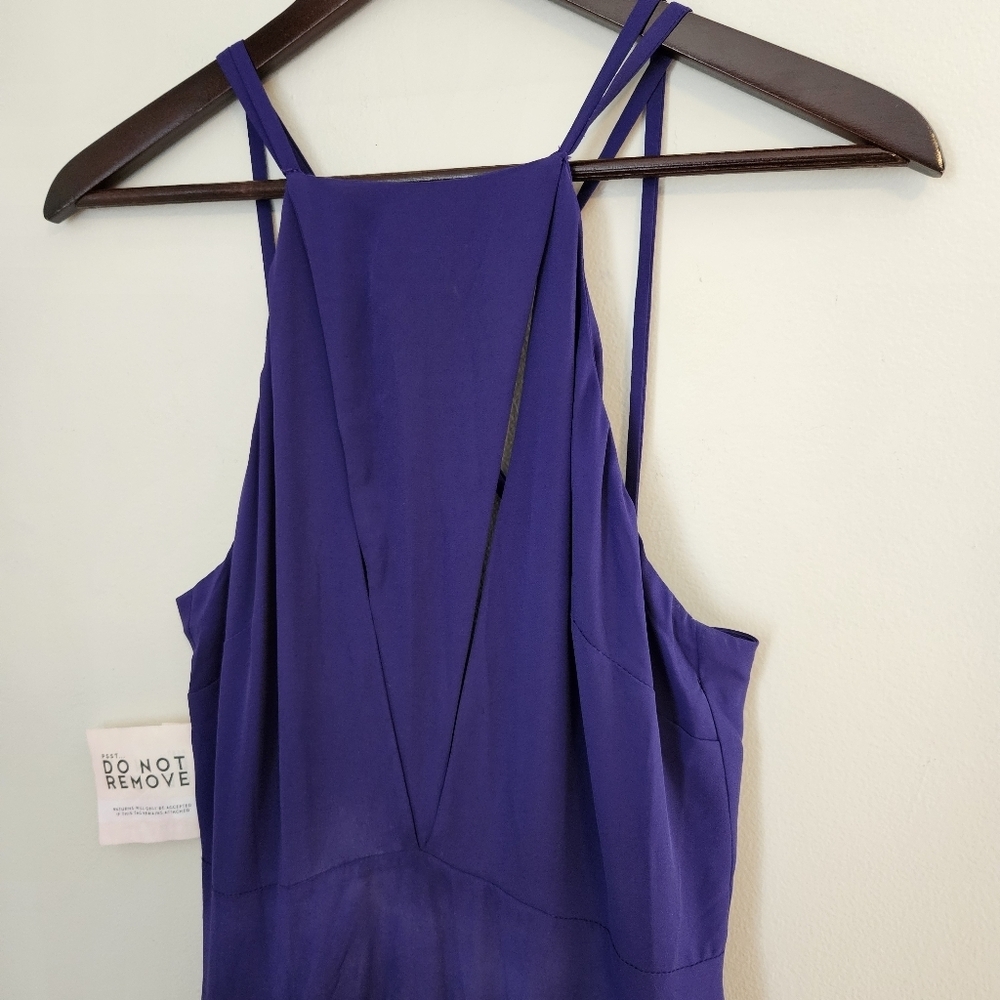 Fame and Partners Gown Purple Maxi Dress Cutouts Sleeveless Formal Slit Womens 6 - Picture 2 of 11